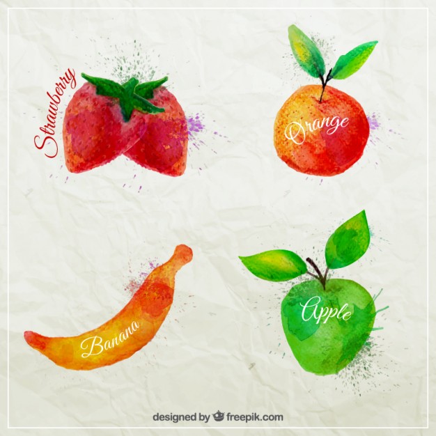 626x626 Watercolor Fruits Vector Free Download - Watercolor Fruit