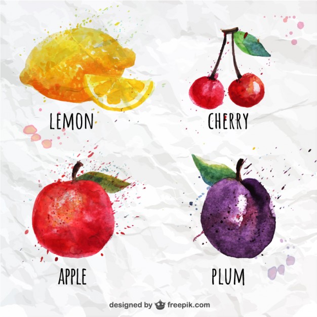 626x626 Watercolor Fruits Set Vector Free Download - Watercolor Fruit