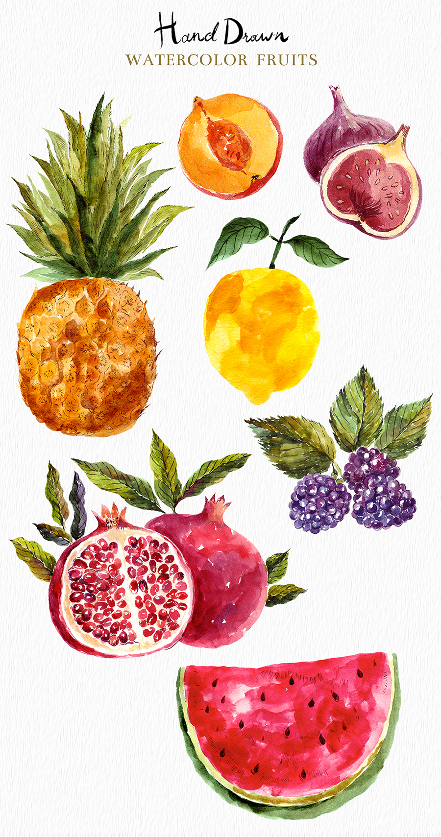 900x1709 Watercolor Vegetables Amp Fruits - Watercolor Fruit