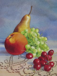 236x314 Nava Grunfeld Art - Watercolor Fruit Still Life