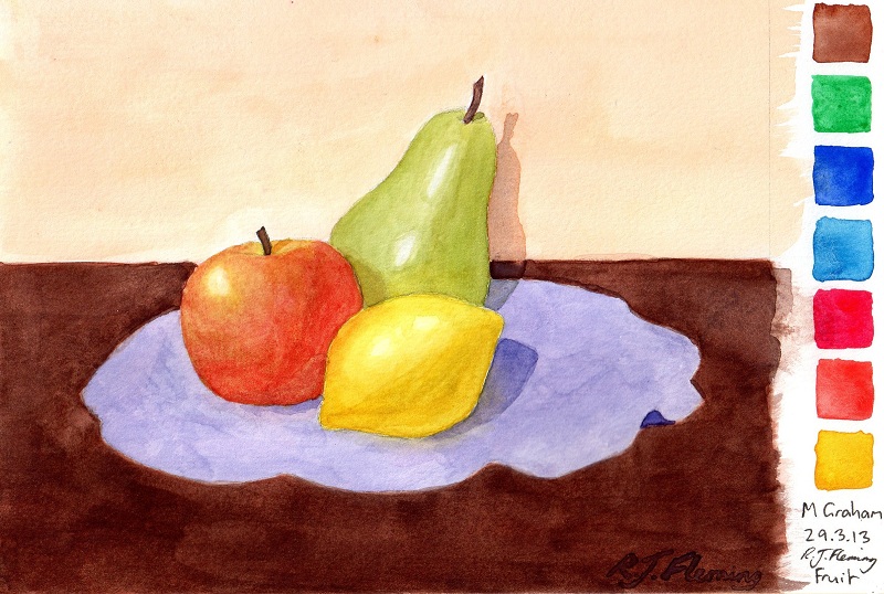 800x538 Fruit Arrangement - Watercolor Fruit Still Life