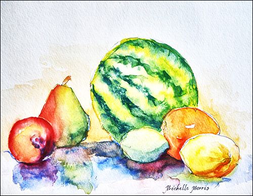 500x388 Fruit Still Life - Watercolor Fruit Still Life