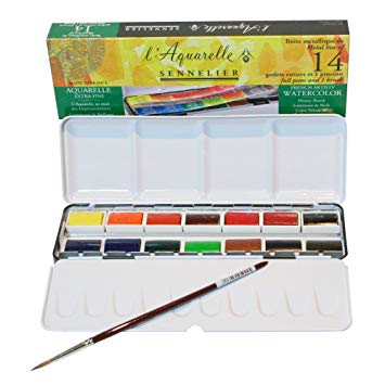355x355 Sennelier Watercolour Metal Tin Of 14 Full Pans Classic Set - Watercolor Full Pans