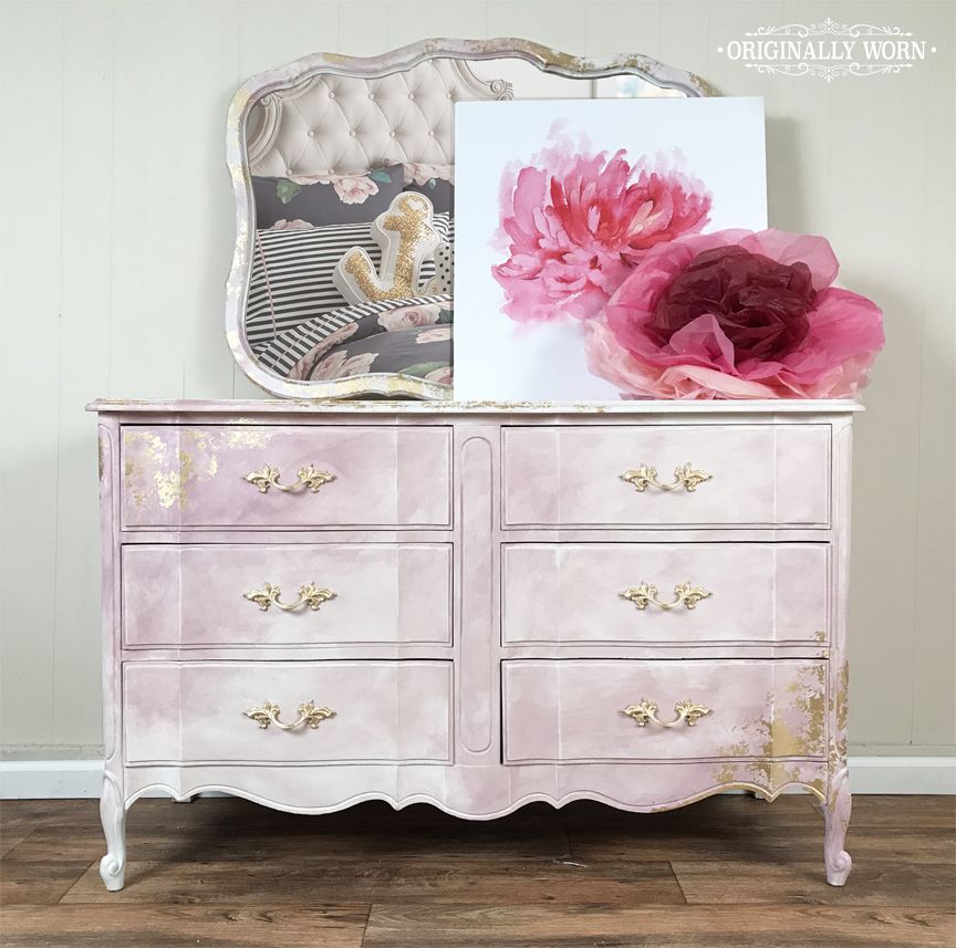 864x857 Pink Watercolor French Provincial Dresser. Painted In Chalk Paint - Watercolor Furniture