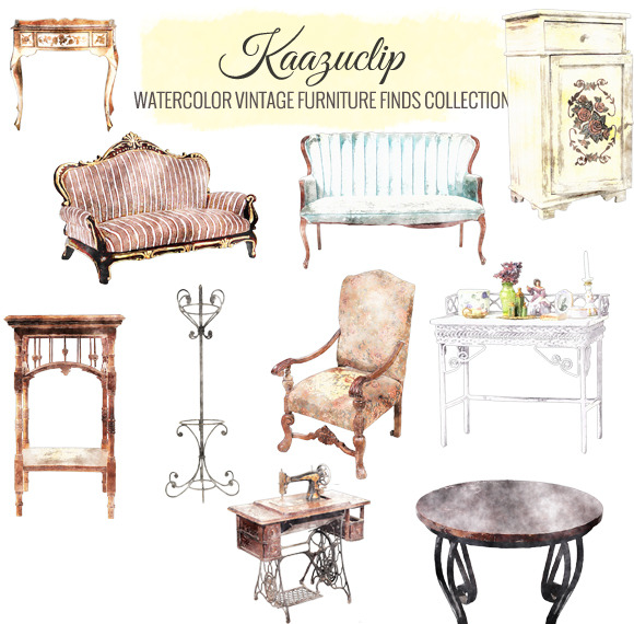 580x570 Stock Graphic - Watercolor Furniture