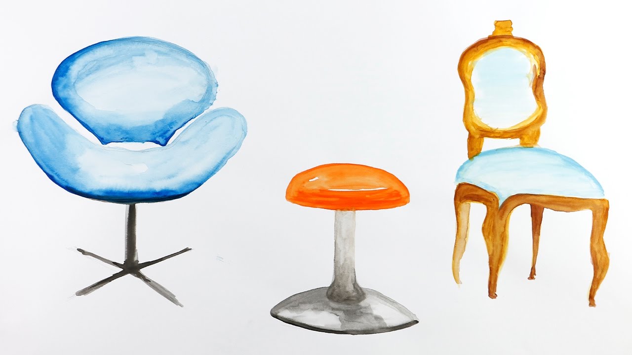 1280x720 Watercolor Painting How To Make Watercolour Chair Amp Table - Watercolor Furniture