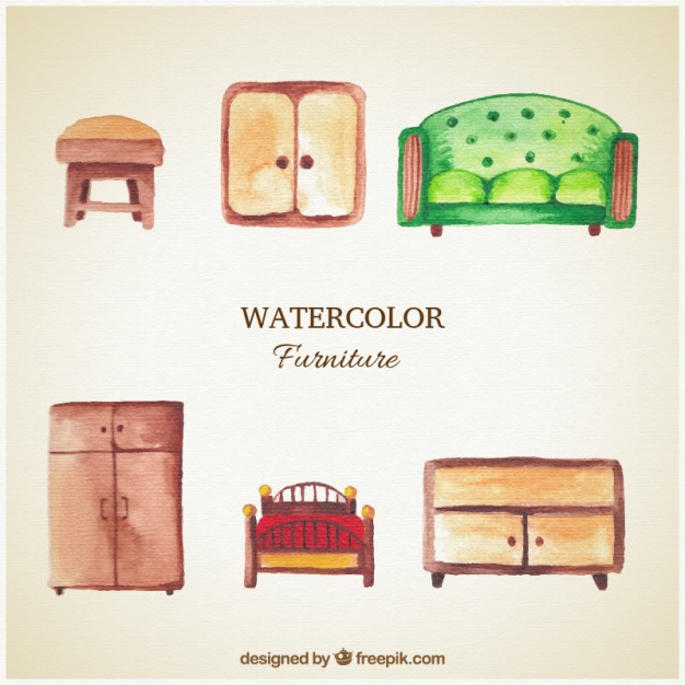 626x626 Watercolor Furniture Vector Premium Download - Watercolor Furniture