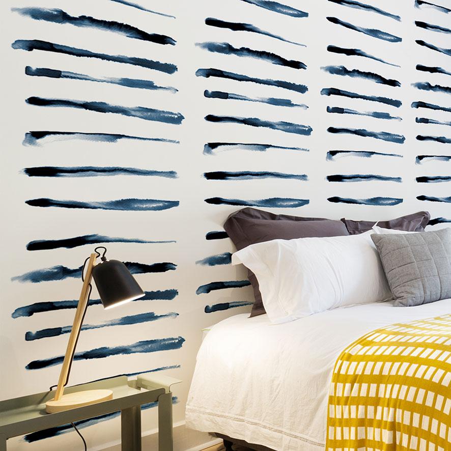 886x886 Watercolor Rwallpaper, Navy And White Ink Stripes Nicematches - Watercolor Furniture