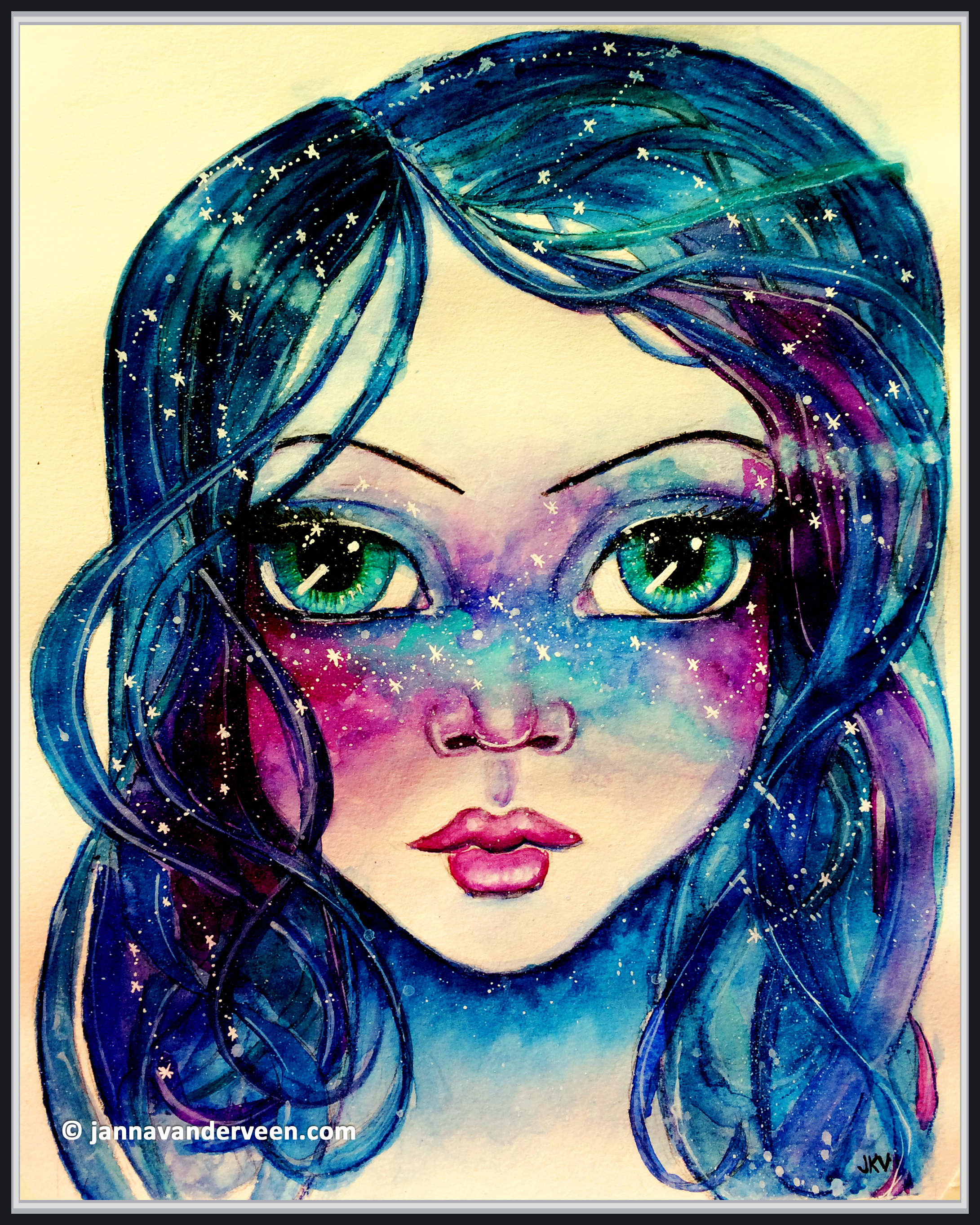2181x2726 Galaxy Girl Janna Vanderveen - Watercolor Galaxy Girl