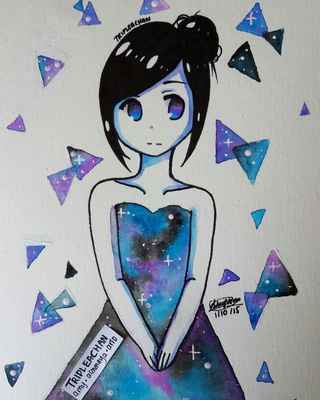 320x400 Galaxy Girl - Watercolor Galaxy Girl