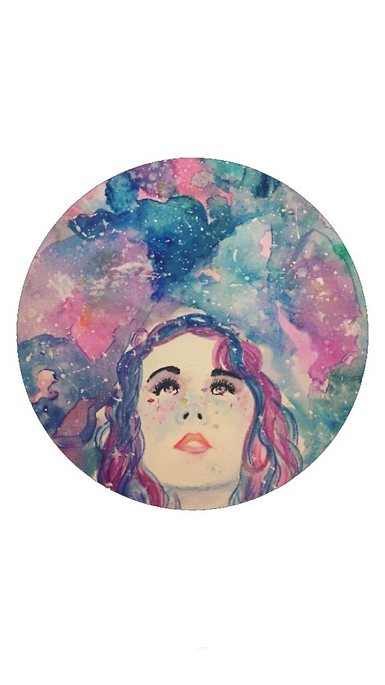 563x1000 Watercolor Galaxy Girl By Dededriscoll Redbubble - Watercolor Galaxy Girl