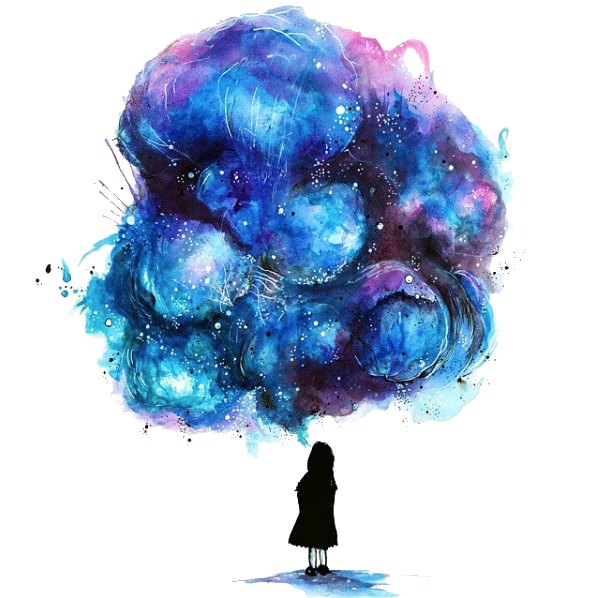 598x598 Watercolor Painting Drawing Galaxy Girl Illustration - Watercolor Galaxy Girl
