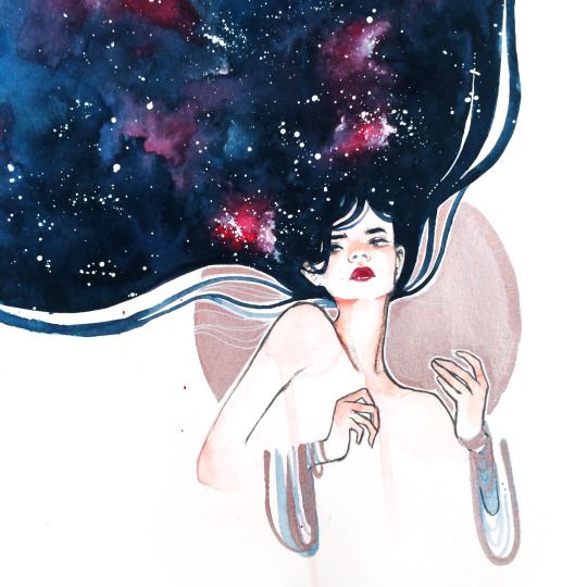540x540 K E L O G S L O O P S Random Watercolor - Watercolor Galaxy Girl