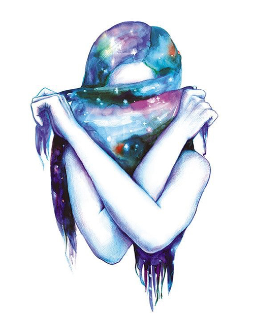 500x625 Watercolor Galaxy Painting Discovered By Daniel - Watercolor Galaxy Girl
