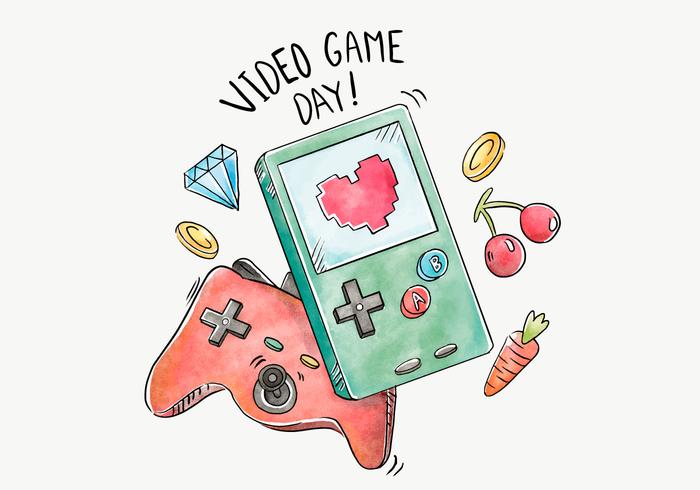 700x490 Watercolor Handheld Video Game Vector - Watercolor Game