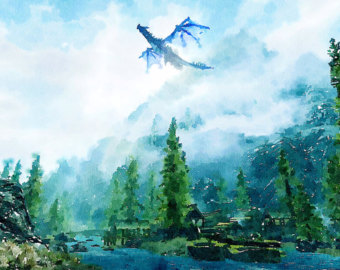 340x270 Watercolor Art Home Decor Game Art Poster Video Game Art - Watercolor Game