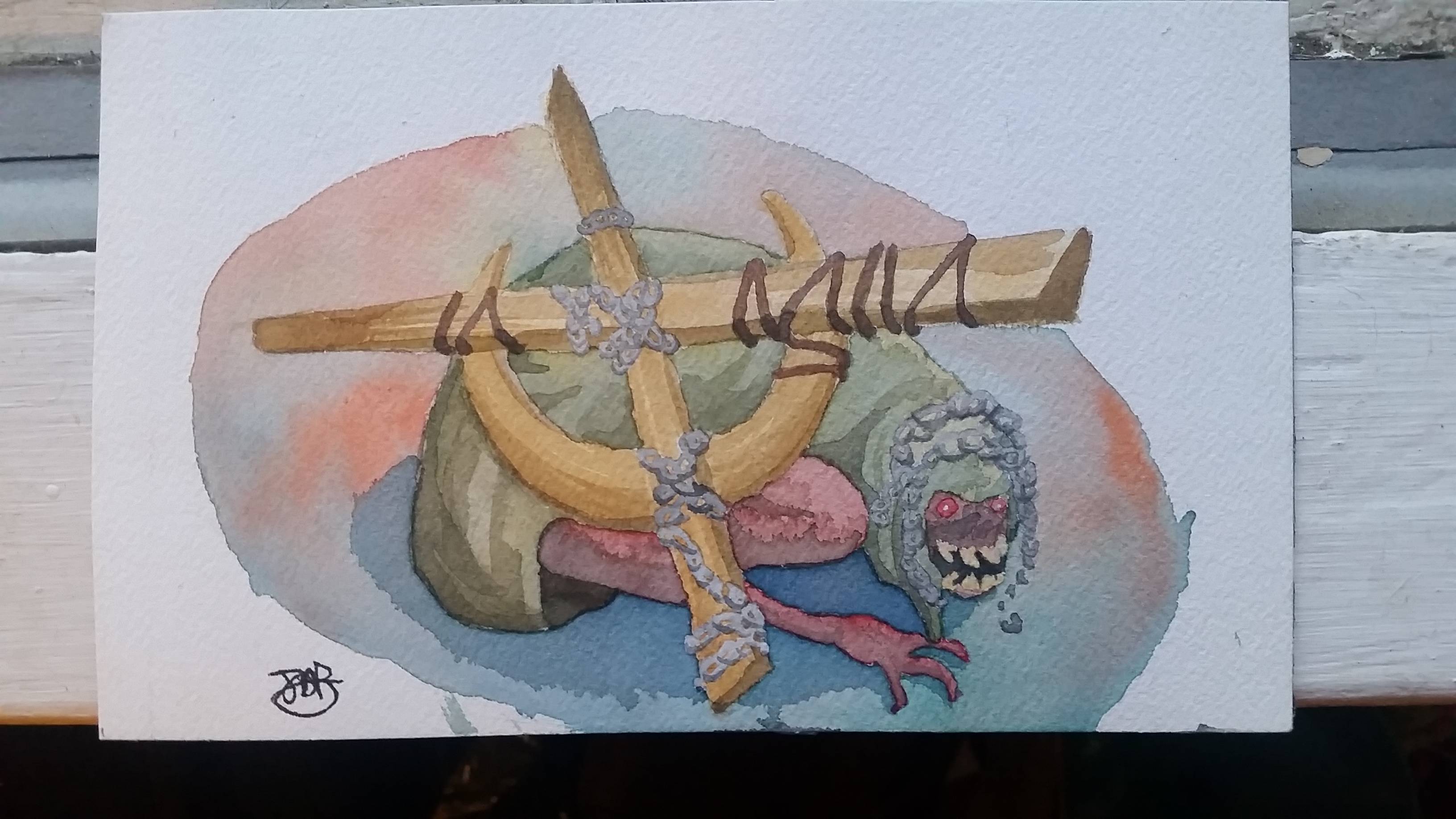 3264x1836 Watercolor Of An Enemy From Dark Souls 3 (Video Game). My First - Watercolor Game