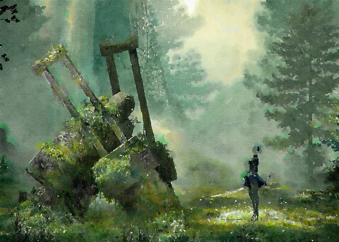 1141x815 Better Present Nier Automata Game Art Poster Watercolor Etsy - Watercolor Game
