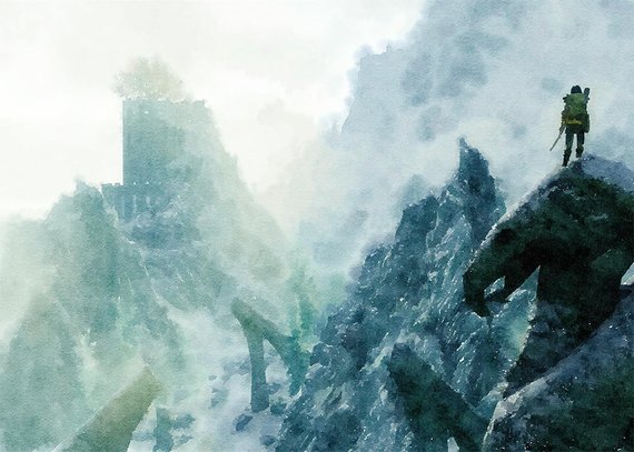 570x407 Better Presentfan Art Skyrim Art Poster Watercolor Etsy - Watercolor Game