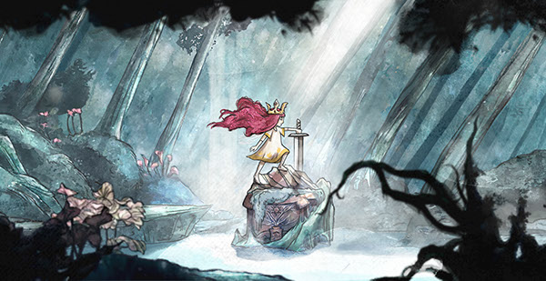 600x309 Child Of Light Video Game Main Character Design On Behance - Watercolor Game Art
