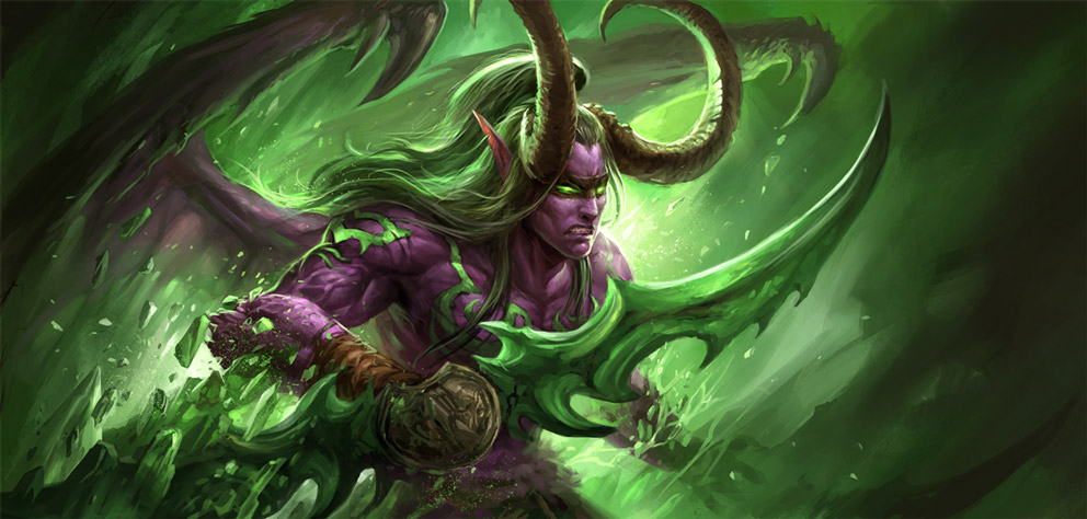 992x474 Video Game Art Illidan - Watercolor Game Art