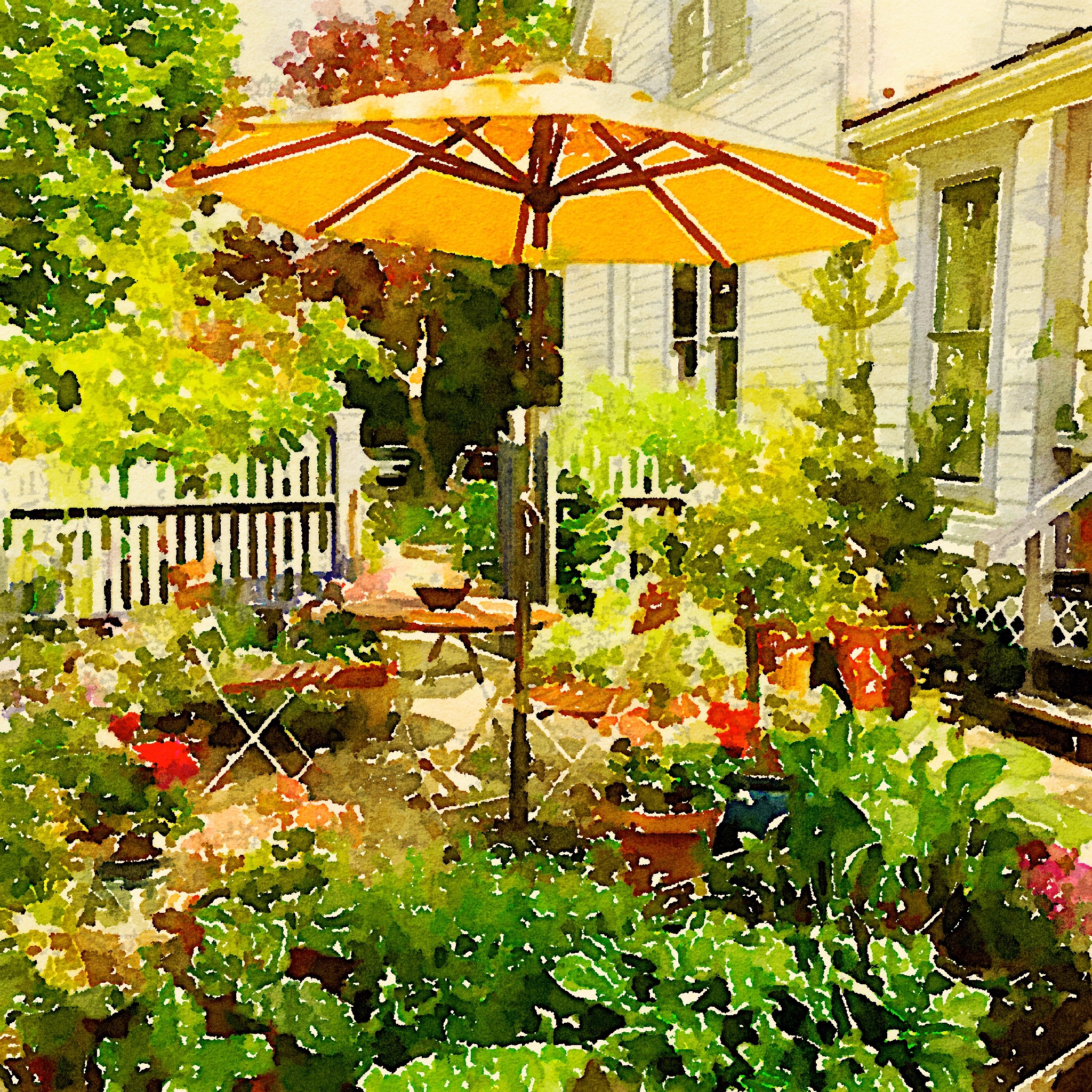 2048x2048 Garden In Watercolor Knox Gardner - Watercolor Garden