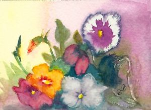 300x219 Aceo Miniature Original Watercolor Art Card By Eileen Flowers - Watercolor Garden