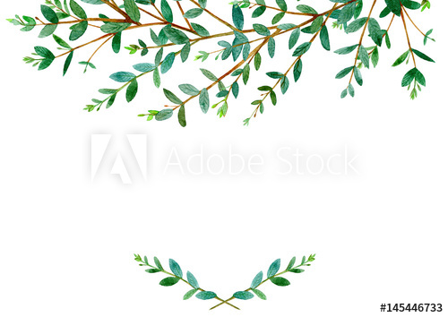 500x354 Floral Border .garland Of A Eucalyptus Branches.frame Of A Herbs - Watercolor Garland