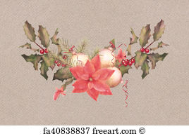 268x194 Free Art Print Of Watercolor Christmas Garland And Deer Antler - Watercolor Garland