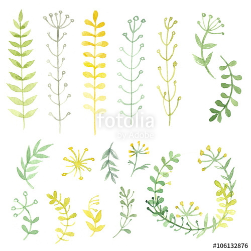 500x500 Set Of Flowers Painted In Watercolor On White Paper. Sketch Of - Watercolor Garland