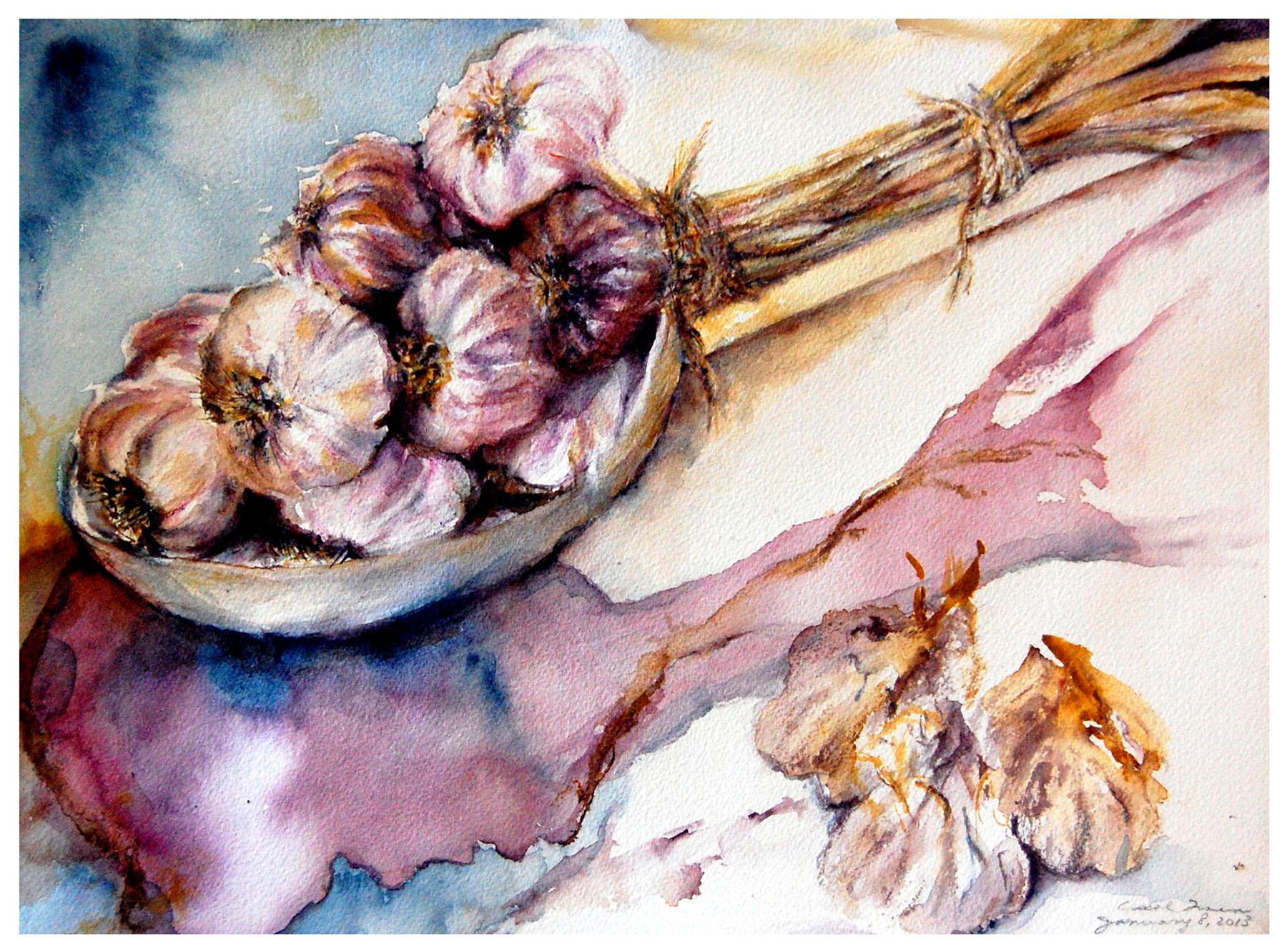 1800x1332 Vermont Garlic Watercolor On Paper Carol Troen - Watercolor Garlic
