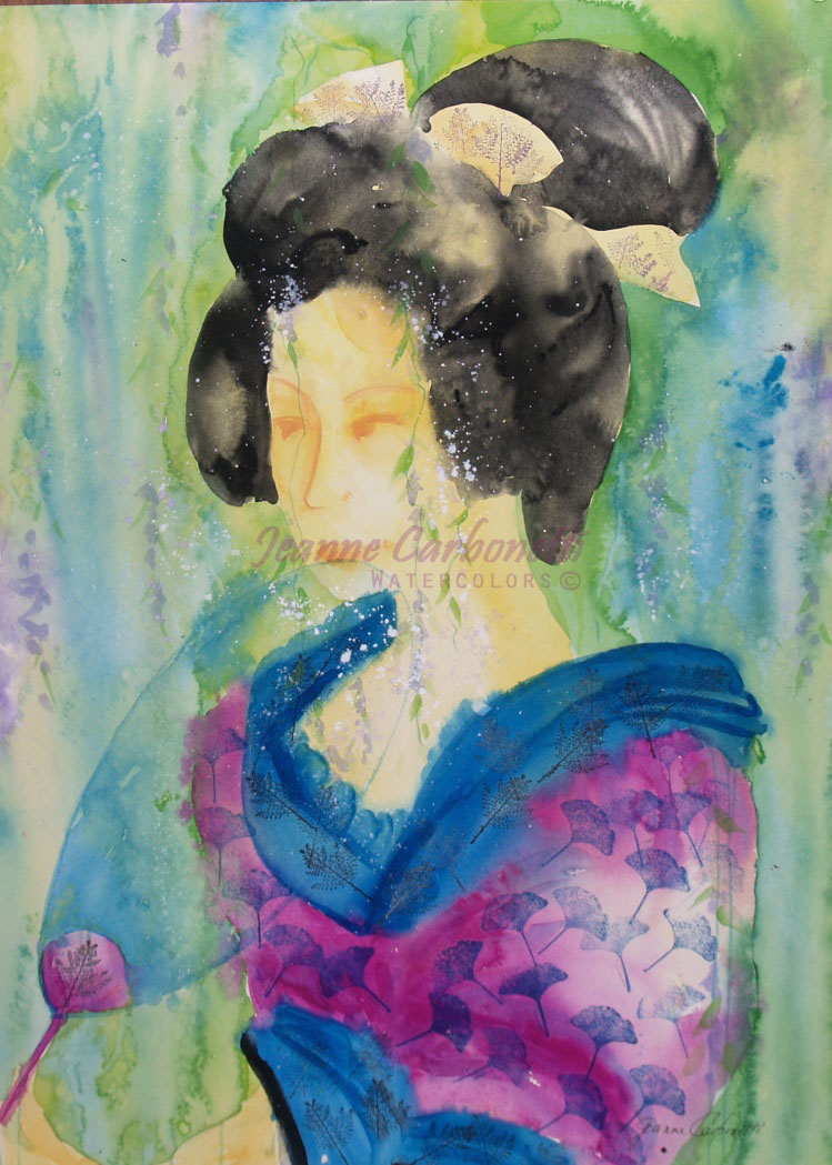 749x1049 Geisha Original Watercolor Painting - Watercolor Geisha