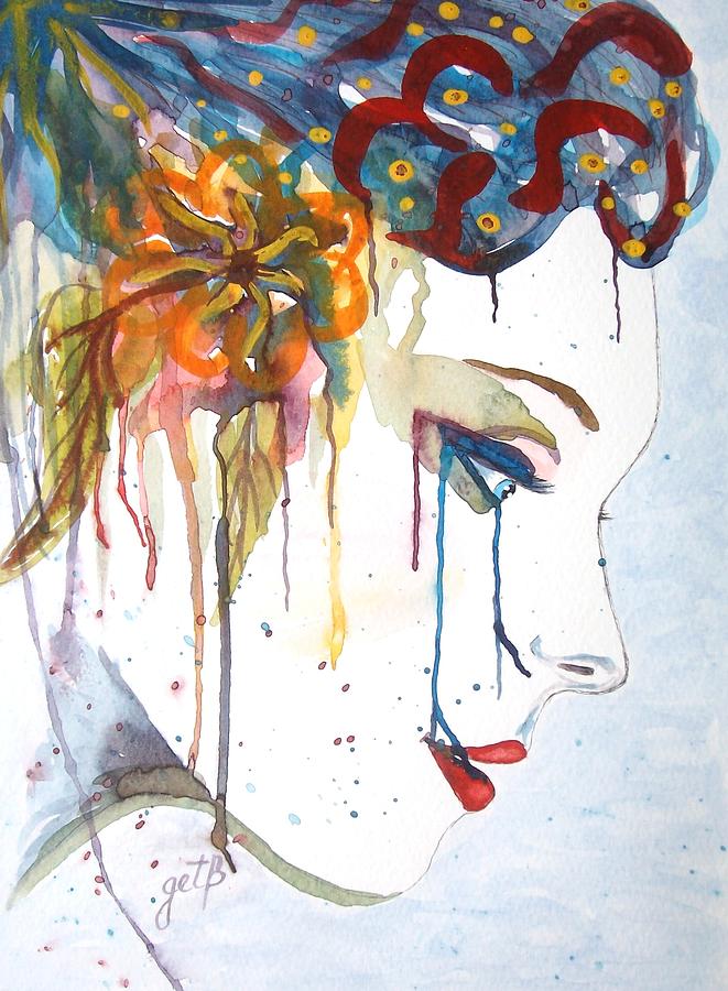 661x900 Geisha Soul Watercolor Painting Painting By Georgeta Blanaru - Watercolor Geisha