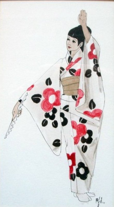 441x800 Japanese Geisha Original Watercolor Signed By Artist Framed Under - Watercolor Geisha