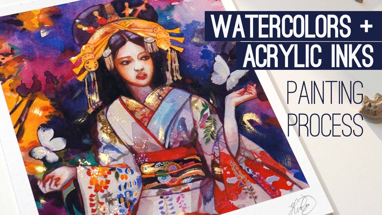 1280x720 Geisha Watercolor Painting Process (With Narration!) - Watercolor Geisha