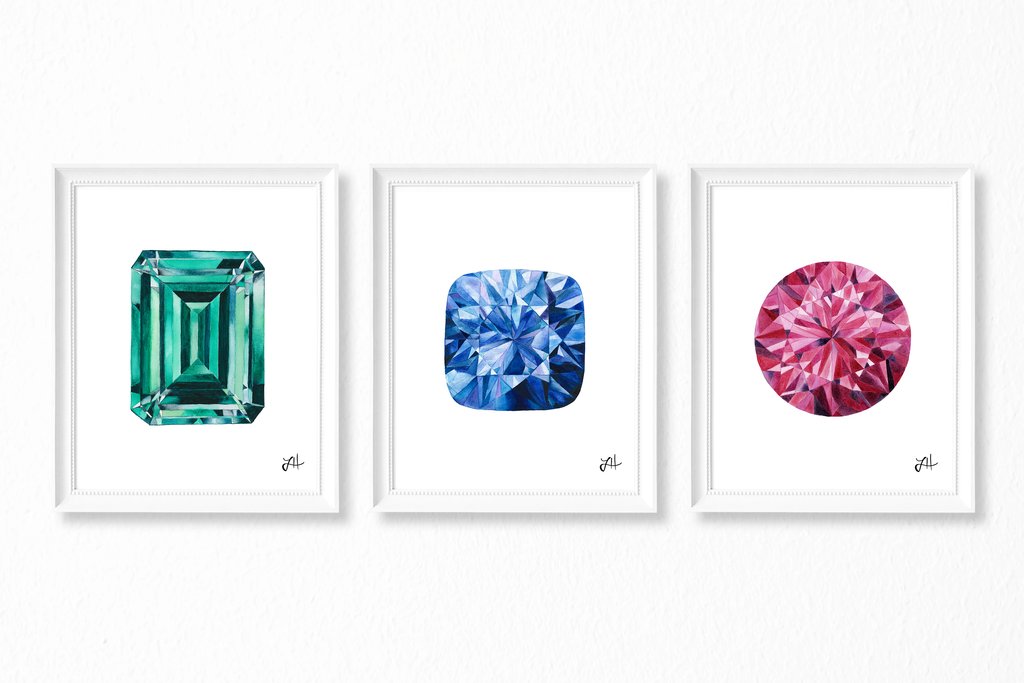 1024x683 Set Of 3 - Watercolor Gems