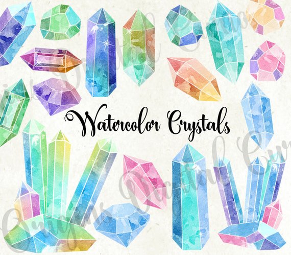 570x499 Watercolor Crystals Clipart Watercolor Gems Jewels And Etsy - Watercolor Gems