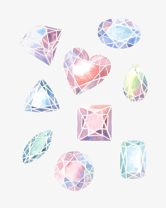 564x704 Watercolor Gem, Watercolor Clipart, Creative Gems, Crystal Png - Watercolor Gems