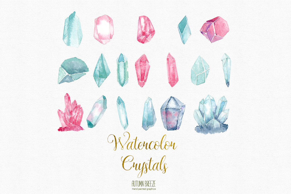1160x772 Watercolor Gems And Crystals Clipart By Autumn Breeze - Watercolor Gems