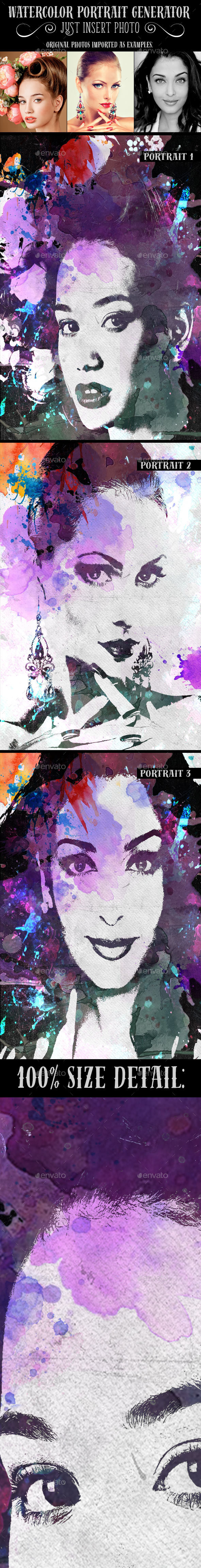 590x4601 Watercolor Portrait Generator By Scarab13 Graphicriver - Watercolor Generator