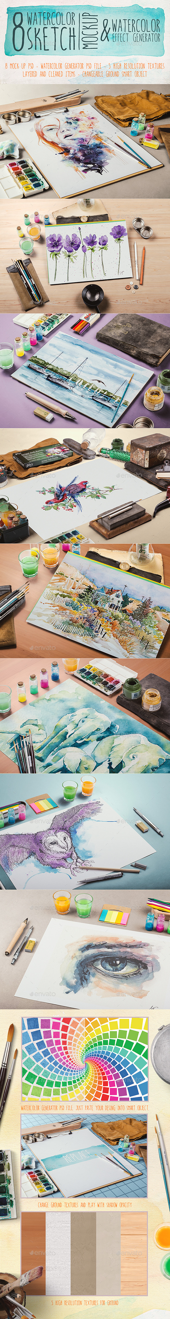590x4579 Watercolor Sketch Mock Up By Mockupzone Graphicriver - Watercolor Generator