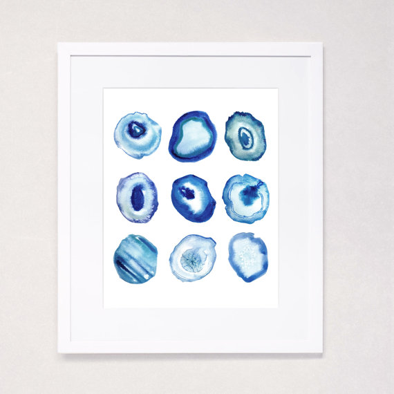 570x570 Geode Watercolor Art Print For The Home. - Watercolor Geode