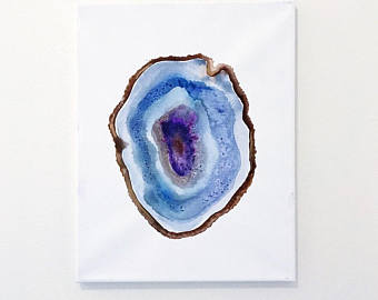 340x270 Geode Watercolor Stationary Flat Card Set Of 8 - Watercolor Geode