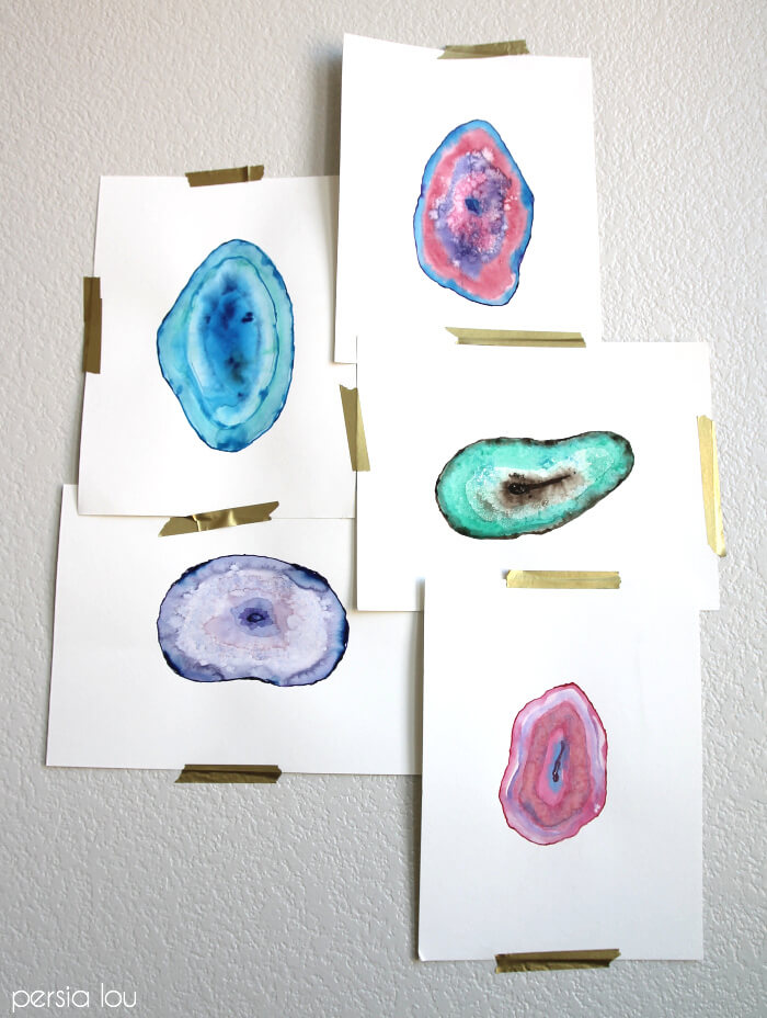700x928 How To Paint Watercolor Agate Slices - Watercolor Geode