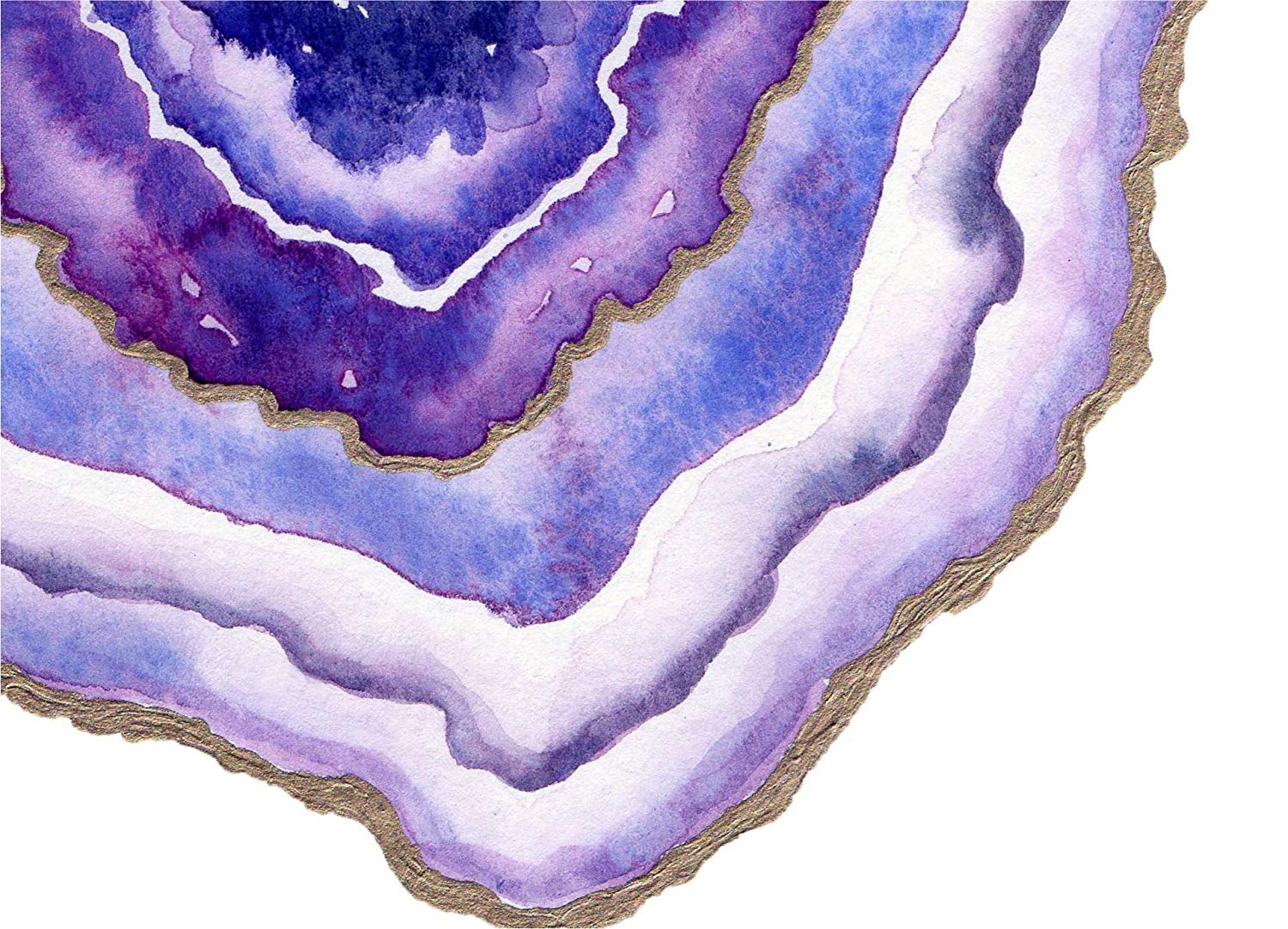 1500x1082 Watercolor Geode Rock Agate Slice Art Purple And Faux - Watercolor Geode