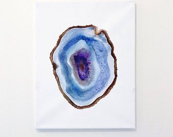 340x270 Blue Geode Watercolor Art Print - Watercolor Geode