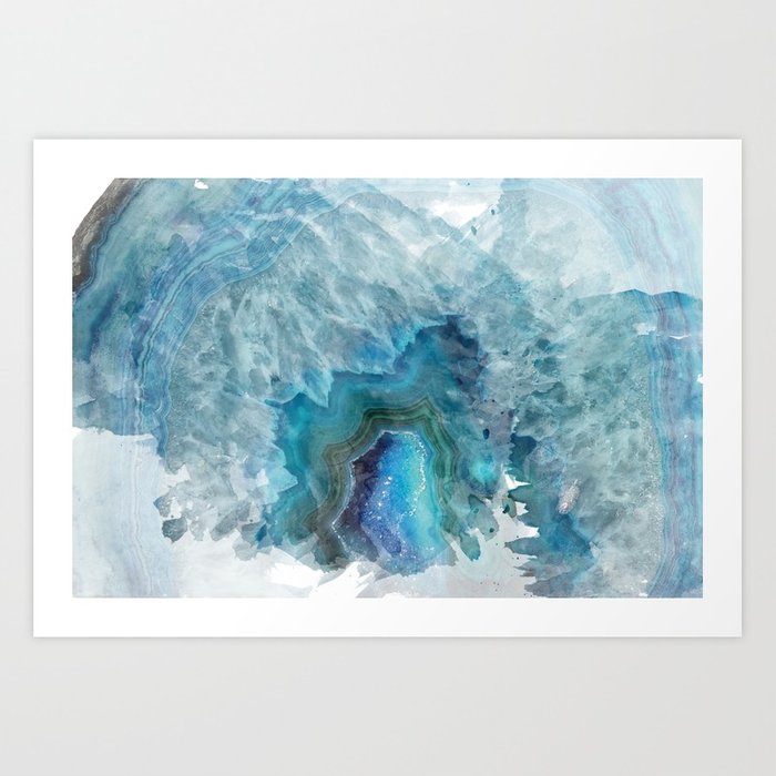 700x700 Blue Watercolor Agate Geode Print Art Print By Grandreverie Society6 - Watercolor Geode