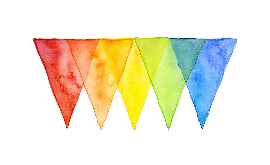 900x552 Geometric Watercolor Pattern Rainbow Triangles Painting By Olga - Watercolor Geometric