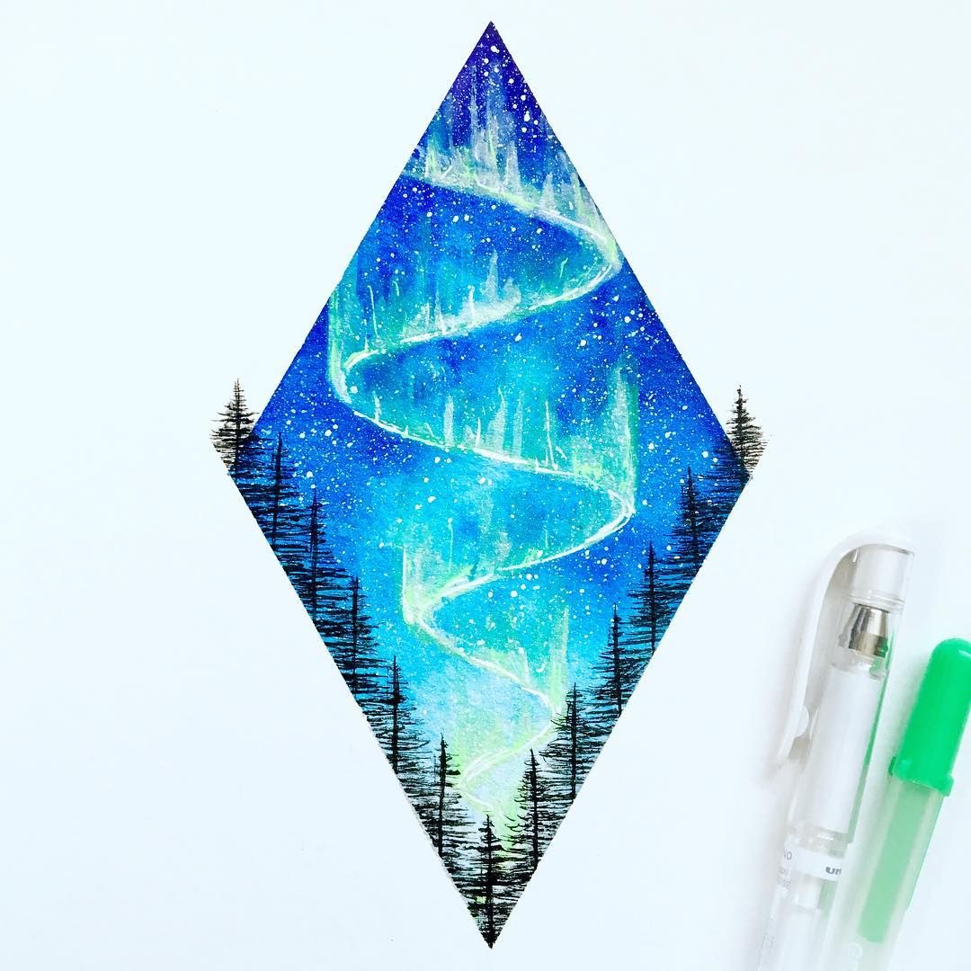 1080x1080 Geometric Watercolor Night Sky Watercolor Illustrations Amp Art - Watercolor Geometric