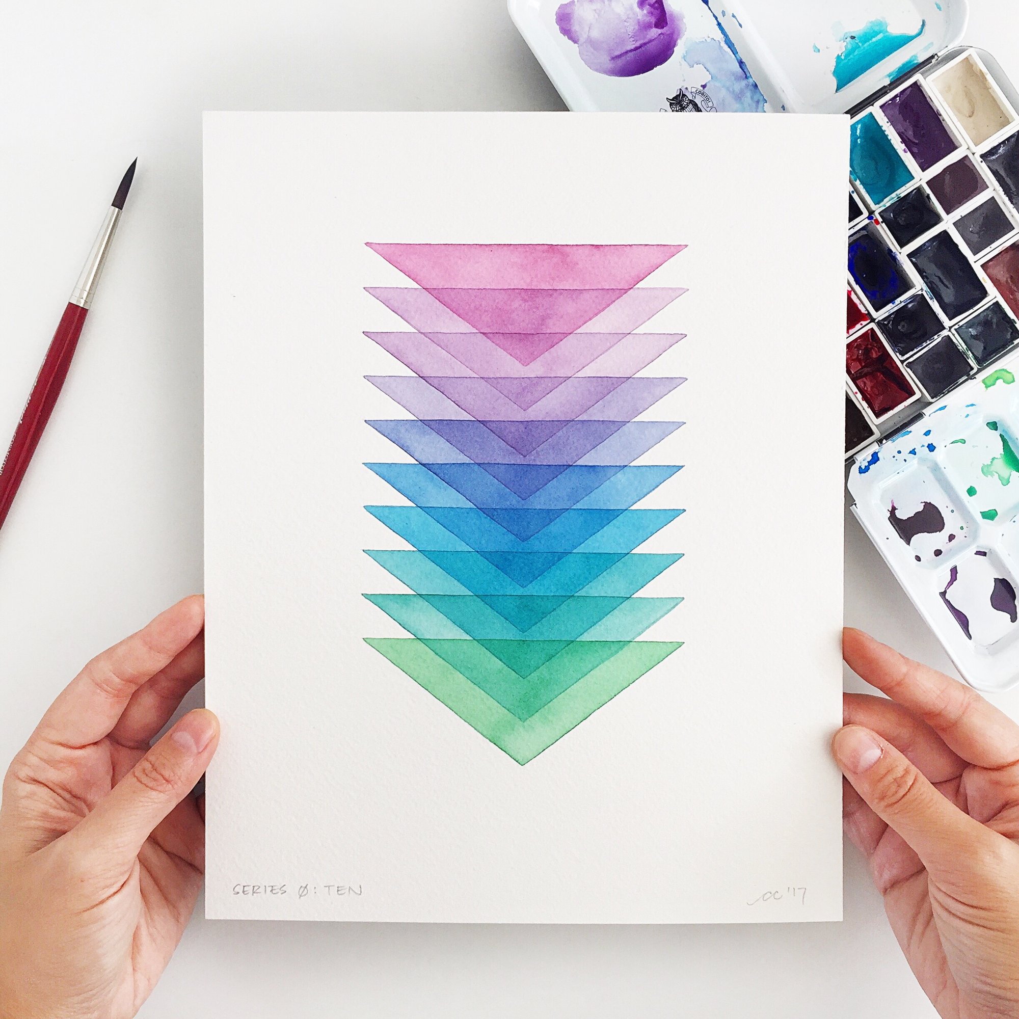 2000x2000 Series 0 Ten (Original Geometric Watercolor Painting) - Watercolor Geometric